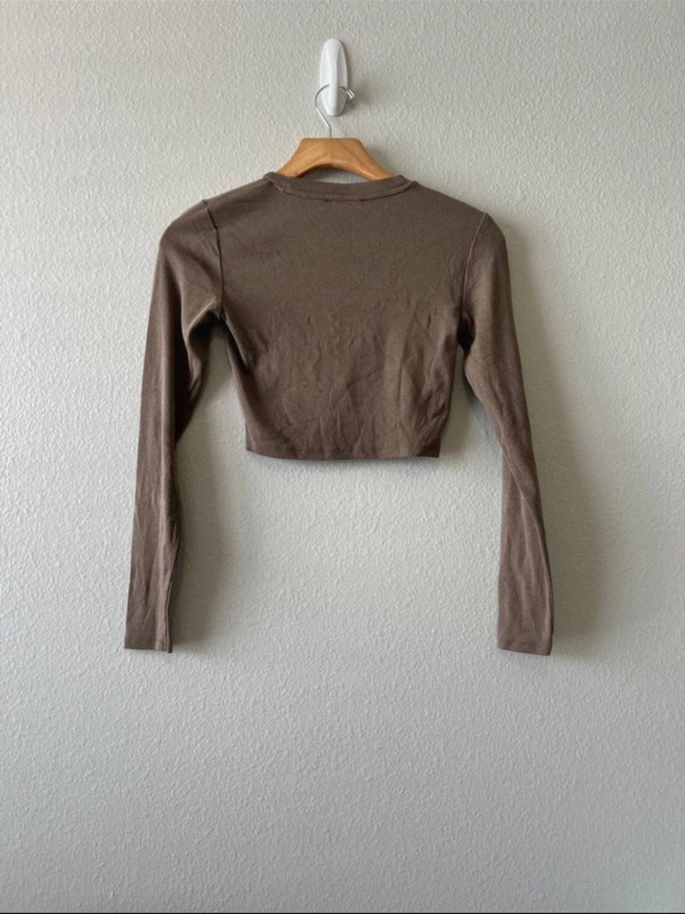 Zara Cropped Long-Sleeve Knit Top - Brown - Picture 2 of 3